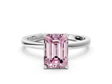 Platinum Fancy Pink Emerald Cut Diamond Solitaire Ring with Classic Band and Four-Prong Setting_12