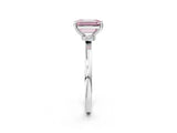 Platinum Fancy Pink Emerald Cut Diamond Solitaire Ring with Classic Band and Four-Prong Setting_14