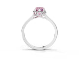 Platinum Fancy Pink Emerald Cut Diamond Solitaire Ring with Flower Prong Setting and Classic Band_3