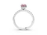 Platinum Fancy Pink Emerald Cut Diamond Solitaire Ring with Round  Pavé Band and Four-Prong Setting_39