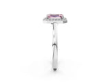 Platinum Fancy Pink Emerald Cut Halo Diamond Ring with Solitaire Band and Prong Setting_50