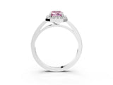 Platinum Fancy Pink Emerald Cut Halo Diamond Ring with Solitaire Band and Prong Setting_51