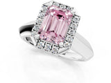 Platinum Fancy Pink Emerald  Cut Halo Solitaire Engagement Ring with Square Band and Four-Prong Setting_13