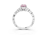 Platinum Fancy Pink Emerald Cut Solitaire Diamond Ring with Infinity Twist Band and Four-Prong Setting_15