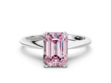 Platinum Fancy Pink Emerald Cut Solitaire Diamond Ring with Six-Prong Setting and Classic Band_20