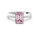 Platinum Fancy Pink Emerald  Cut Solitaire Engagement Ring with Flat Band and Four-Prong Setting 1