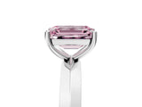 Platinum Fancy Pink Emerald  Cut Solitaire Engagement Ring with Flat Band and Four-Prong Setting 11