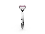 Platinum Fancy Pink Emerald  Cut Solitaire Engagement Ring with Flat Band and Four-Prong Setting 6