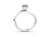 Platinum Fancy Pink Emerald  Cut Solitaire Engagement Ring with Flat Band and Four-Prong Setting 7