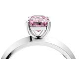 Platinum Fancy Pink Emerald  Cut Solitaire Engagement Ring with Flat Band and Four-Prong Setting 9