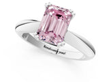 Platinum Fancy Pink Emerald  Cut Solitaire Engagement Ring with Tapered Band and Four-Prong Setting 2