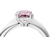 Platinum Fancy Pink Emerald  Cut Solitaire Engagement Ring with Tapered Band and Four-Prong Setting 5