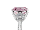 Platinum Fancy Pink Emerald Cut Solitaire Split Shank Pave Diamond Engagement Ring with Four-Prong Setting_11