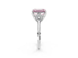 Platinum Fancy Pink Emerald Cut Solitaire Split Shank Pave Diamond Engagement Ring with Four-Prong Setting_8