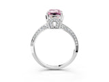 Platinum Fancy Pink Emerald Cut Solitaire Split Shank Pave Diamond Engagement Ring with Four-Prong Setting_9