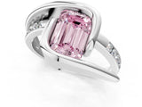 Platinum Fancy Pink Emerald Cut Solitaire Tension-Set Diamond Split Shank Ring_7