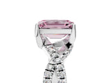 Platinum Fancy Pink Emerald Cut Solitaire Twist Pave Diamond Engagement Ring with Prong Setting_47