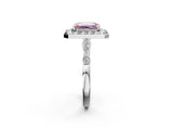 Platinum Fancy Pink Emerald  Halo Diamond Engagement Ring with Twisted Band and Four-Prong Setting 2