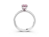 Platinum Fancy Pink Emerald  Solitaire Diamond Engagement Ring with XO Engraved Band and Four-Prong Setting 3