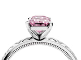 Platinum Fancy Pink Emerald  Solitaire Diamond Engagement Ring with XO Engraved Band and Four-Prong Setting 4
