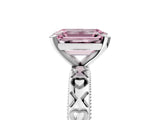 Platinum Fancy Pink Emerald  Solitaire Diamond Engagement Ring with XO Engraved Band and Four-Prong Setting 5