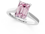 Platinum Fancy Pink Emerald  Solitaire Diamond Ring with Four-Prong Setting and Tapered Band 2
