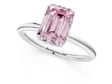 Platinum Fancy Pink Emerald  Solitaire Diamond Ring with a Classic Band and Four-Prong Setting 1