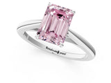 Platinum Fancy Pink Emerald  Solitaire Engagement Ring with Four-Prong Setting and Classic Band 1