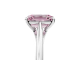 Platinum Fancy Pink Emerald  Solitaire Engagement Ring with Four-Prong Setting and Classic Band 5