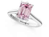 Platinum Fancy Pink Emerald  Solitaire Engagement Ring with Six-Prong Setting and Classic Band 1