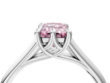 Platinum Fancy Pink Emerald  Solitaire Engagement Ring with Six-Prong Setting and Classic Band 4