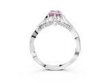 Platinum Fancy Pink Emerald  Solitaire Twist Band Six-Prong Setting 4