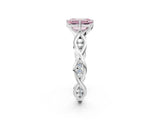 Platinum Fancy Pink Emerald  Solitaire Twist Band with Leaf Prong Setting 3