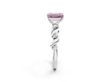 Platinum Fancy Pink Emerald  Solitaire Twisted Band with Prong Setting 2