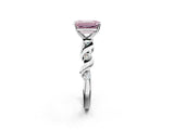 Platinum Fancy Pink Emerald  Solitaire Twisted Band with Prong Setting 3