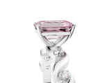 Platinum Fancy Pink Emerald  Solitaire Twisted Band with Prong Setting