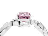 Platinum Fancy Pink Emerald  Solitaire Twisted Pave Diamond Ring with Four-Prong Setting_4