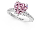 Platinum Fancy Pink Heart  Brilliant Diamond Solitaire with Pavé Band and Four-Prong Setting 2