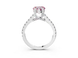 Platinum Fancy Pink Heart  Brilliant Diamond Solitaire with Pavé Band and Four-Prong Setting 4