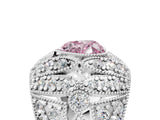 Platinum Fancy Pink Heart Cut Brilliant Halo Pave Diamond Milgrain Ring_11
