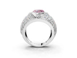 Platinum Fancy Pink Heart Cut Brilliant Halo Pave Diamond Milgrain Ring_9