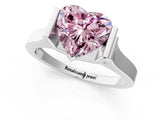 Platinum Fancy Pink Heart Cut Brilliant Solitaire Diamond Ring with Channel Set Band and Bar Prong Setting_79