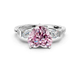Platinum Fancy Pink Heart Cut Brilliant Three-Stone Pave Band with Four-Prong Setting_6