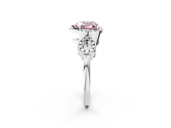 Platinum Heart-Shaped Pave Infinity Halo Engagement Ring Setting for Fancy Pink Center