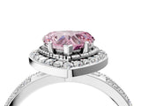 Platinum Fancy Pink Heart Cut Diamond Double Halo Ring with Split Shank and Four-Prong Setting_10