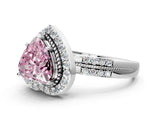 Platinum Fancy Pink Heart Cut Diamond Double Halo Ring with Split Shank and Four-Prong Setting_6