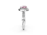 Platinum Fancy Pink Heart Cut Diamond Double Halo Ring with Split Shank and Four-Prong Setting_8