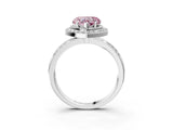 Platinum Fancy Pink Heart Cut Diamond Double Halo Ring with Split Shank and Four-Prong Setting_9