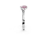 Platinum Fancy Pink Heart Cut Diamond Engagement Ring with Side Stone Accents and Four-Prong Setting_14