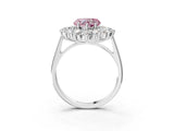 Platinum Fancy Pink Heart Cut Diamond Floral Double Halo Engagement Ring with Prong Setting_159